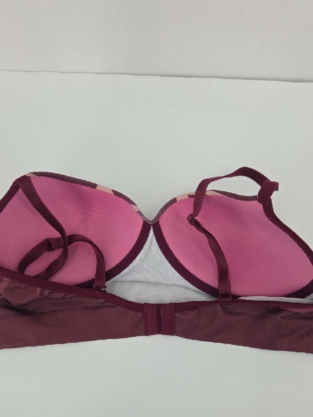 PINK Victoria's Secret Ombre Logo Wireless Bralette in Burgundy and Pink - Picture 2 of 3